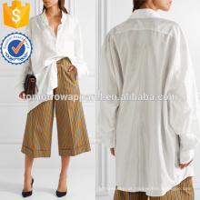 Oversized White Satin Shirt Fabricação Atacado Moda Feminina Vestuário (TA4132B)